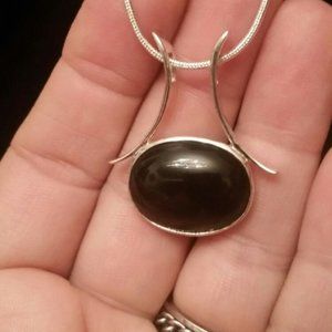 Sterling Silver Black Obsidian Necklace